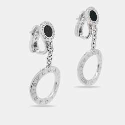 Bvlgari Bvlgari Bvlgari Onyx 18k White Gold Dangle Earrings