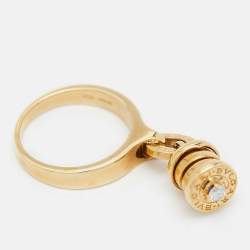 Pre Owned Bvlgari B.zero1 Diamond 18K Yellow Gold Dangling Barrel Ring Size 50