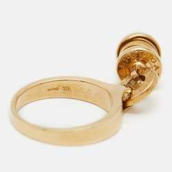 Pre Owned Bvlgari B.zero1 Diamond 18K Yellow Gold Dangling Barrel Ring Size 50