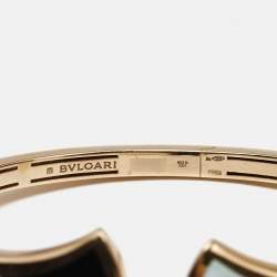 Pre Owned Bulgari Divas Dream Mother Of Pearl Onyx 18k Rose Gold Cuff Bracelet M