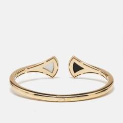 Pre Owned Bulgari Divas Dream Mother Of Pearl Onyx 18k Rose Gold Cuff Bracelet M