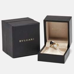 Bulgari Divas Dream Mother Of Pearl Onyx 18k Rose Gold Ring Size 53