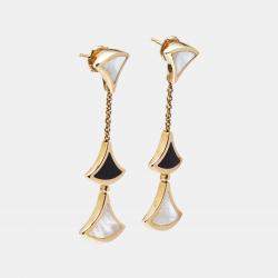 Bvlgari Divas' Dream Onyx Mother of Pearl 18k Rose Gold Dangle Earrings