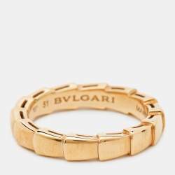 Pre Owned Bvlgari Serpenti Viper 18k Rose Gold Band Ring Size 51