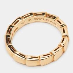 Pre Owned Bvlgari Serpenti Viper 18k Rose Gold Band Ring Size 51