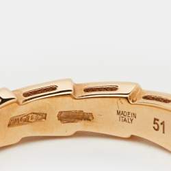 Pre Owned Bvlgari Serpenti Viper 18k Rose Gold Band Ring Size 51