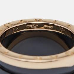 Bvlgari B.Zero1 Black Ceramic 18k Rose Gold 4-Band Ring Size 54