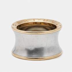 Pre Owned Bvlgari B.Zero1 Anish Kapoor 18K Rose Gold & Steel Band Ring Size 53