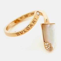 Bvlgari Gelati Mother of Pearl Diamond 18K Rose Gold Cocktail Ring Size 56