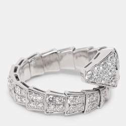 Bvlgari Serpenti Viper Diamond 18k White Gold Ring Size 61