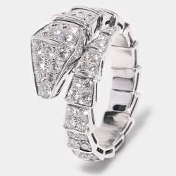 Bvlgari Serpenti Viper Diamond 18k White Gold Ring Size 61