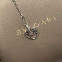 Bvlgari Heart Necklace 18K White Gold with Diamonds