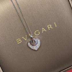 Bvlgari Heart Necklace 18K White Gold with Diamonds