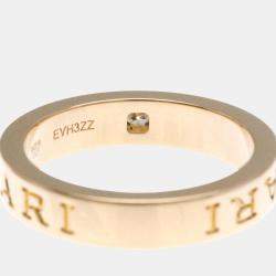 Bvlgari 18K Pink Gold Double Logo Diamond Band Ring EU 53