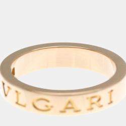 Bvlgari 18K Pink Gold Double Logo Diamond Band Ring EU 53