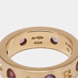 Bvlgari Roman Sorbets Amethyst Tourmaline Diamond 18k Rose Gold Ring Size 49