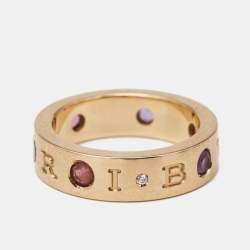 Bvlgari Roman Sorbets Amethyst Tourmaline Diamond 18k Rose Gold Ring Size 49