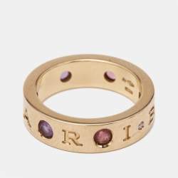 Bvlgari Roman Sorbets Amethyst Tourmaline Diamond 18k Rose Gold Ring Size 49