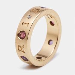 Bvlgari Roman Sorbets Amethyst Tourmaline Diamond 18k Rose Gold Ring Size 49
