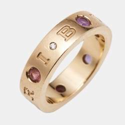 Bvlgari Roman Sorbets Amethyst Tourmaline Diamond 18k Rose Gold Ring Size 49
