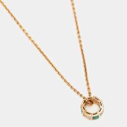 Bvlgari Viper Malachite Diamonds 18k Rose Gold Necklace