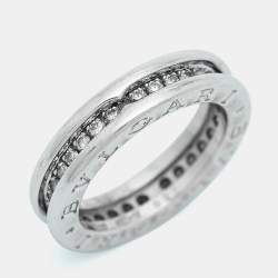 Bvlgari B.Zero1 1-Band Diamond 18k White Gold Band Ring Size 50