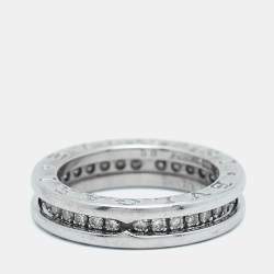 Bvlgari B.Zero1 1-Band Diamond 18k White Gold Band Ring Size 50