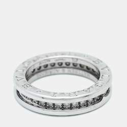 Bvlgari B.Zero1 1-Band Diamond 18k White Gold Band Ring Size 50