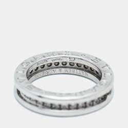 Bvlgari B.Zero1 1-Band Diamond 18k White Gold Band Ring Size 50