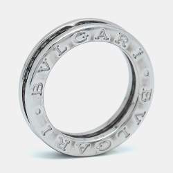 Bvlgari B.Zero1 1-Band Diamond 18k White Gold Band Ring Size 50