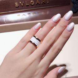 Bvlgari 18K Rose Gold White Ceramic B.zero1 Band Ring EU 55