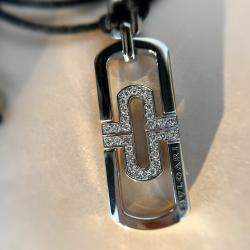 Bvlgari 18K White Gold and Diamond Paper Clip Necklace