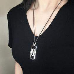 Bvlgari 18K White Gold and Diamond Paper Clip Necklace