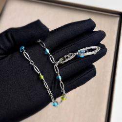 Bvlgari 18K White Gold and Multicolor Gemstone and Diamond Pendant Necklace