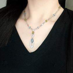Bvlgari 18K White Gold and Multicolor Gemstone and Diamond Pendant Necklace