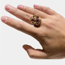 Bvlgari 18K Rose Gold, Diamond and Multicolor Gemstone Divas’ Dream Ring EU 51