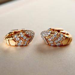 Bvlgari 18K Rose Gold Diamond Serpenti Snake Earrings