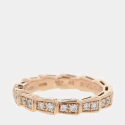 Bvlgari 18K Rose Gold and Diamond Serpenti Viper Band Ring EU 49