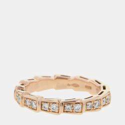 Bvlgari 18K Rose Gold and Diamond Serpenti Viper Band Ring EU 49