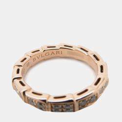 Bvlgari 18K Rose Gold and Diamond Serpenti Viper Band Ring EU 49