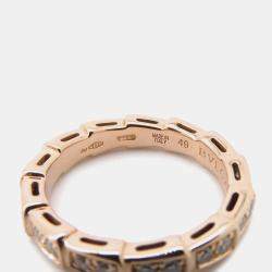 Bvlgari 18K Rose Gold and Diamond Serpenti Viper Band Ring EU 49
