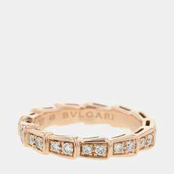 Bvlgari 18K Rose Gold and Diamond Serpenti Viper Band Ring EU 49