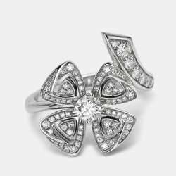 Bvlgari Fiorever Diamonds 18k White Gold Ring SIze 56