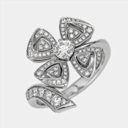 Bvlgari Fiorever Diamonds 18k White Gold Ring SIze 56