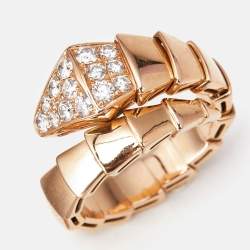Bvlgari Serpenti Viper Diamonds 18k Rose Gold Ring M