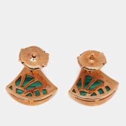 Bvlgari Divas' Dream Malachite Diamond 18k Rose Gold Stud Earrings