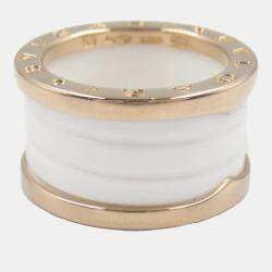 Bvlgari 18K Rose Gold and Ceramic B.Zero1 Band Ring EU 53
