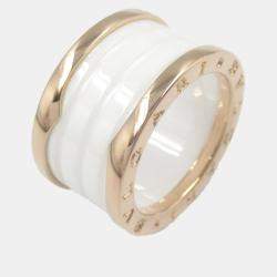 Bvlgari 18K Rose Gold and Ceramic B.Zero1 Band Ring EU 53