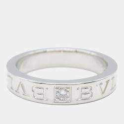 Bvlgari 18K White Gold and Diamond Bvlgari Bvlgari Band Ring EU 51