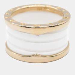 Bvlgari 18K Rose Gold and Ceramic B.Zero1 Band Ring EU 52